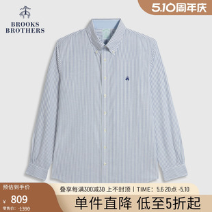 休闲衬衫 Brooks 经典 Brothers 牛津纺条纹免烫长袖 款 布克兄弟男士