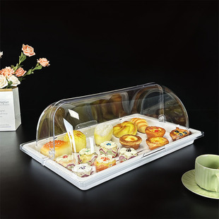 商用长方形带透明盖罩面包蛋糕点心盘 密胺托盘水果面包展示盘欧式