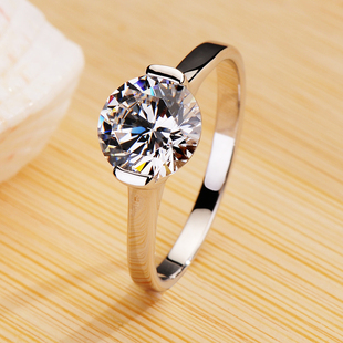 首饰品女钻戒婚戒带证书0651 钻戒珠宝时尚 美国莫桑石钻石戒指