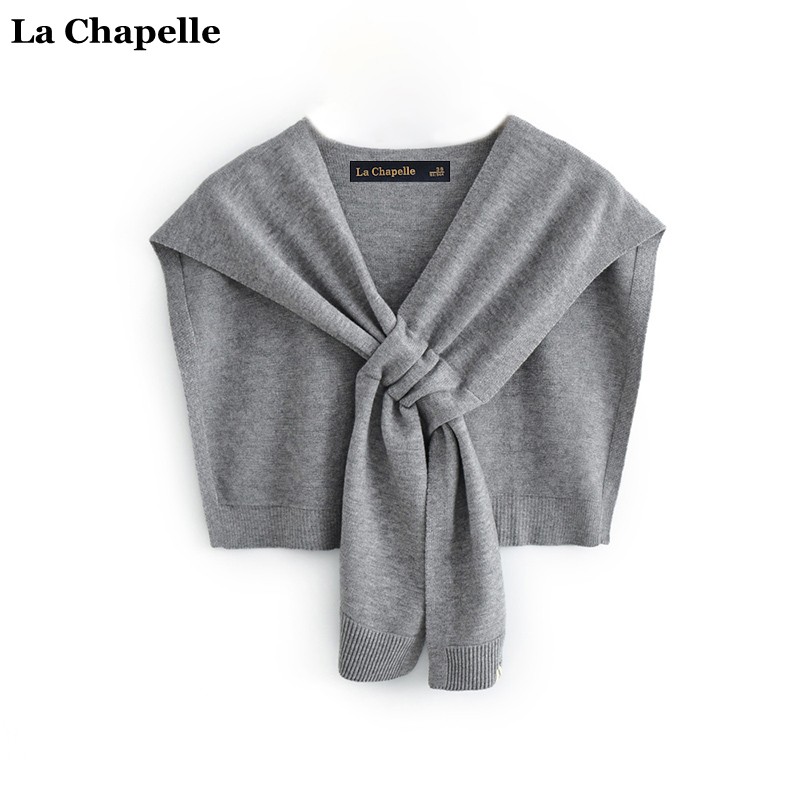 打结坎肩 Chapelle针织披肩女韩版 纯色叠搭衬衫 交叉款 拉夏贝尔