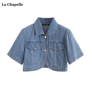 牛仔外套女小个子外塔披肩上衣 Chapelle夏季 新款 短袖 拉夏贝尔