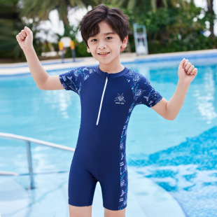 儿童泳衣连体男童2023年新款 中大男孩专业速干泡温泉宝宝游泳裤 装