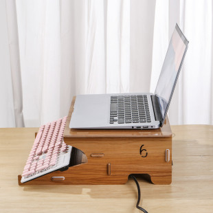 笔记本电脑增高底座护颈收纳电源垫高键盘书房办公整理桌上置物架