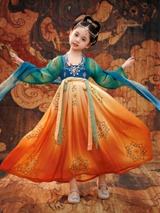 女童古装 汉服六一儿童古装 长裙表演服少儿中国风大唐公主裙春款