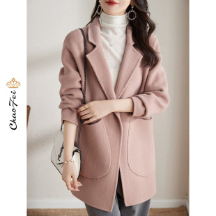 双面呢大衣韩版 高端品牌西装 零羊绒羊毛呢外套女装 秋冬季 2022新款