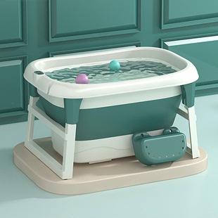 儿童折叠浴桶婴儿泡澡盆洗澡沐浴盆可测温可游泳可坐躺家用沐浴桶