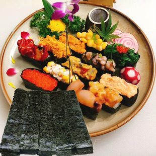 军舰寿司海苔6切7切8切4即食手卷回转寿司紫菜条材料食材切片海苔