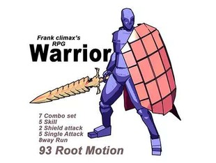 v1.4 Frank Warrior RPG 游戏勇士战士角色动作动画包 U3D模型