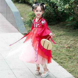 中国风儿童汉服女童超仙襦裙古装 演出服连衣裙日常复古女童公主裙