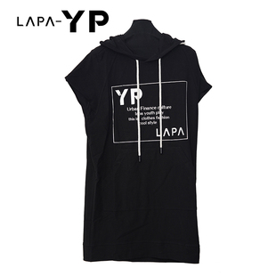 休闲短袖 纳帕佳YP夏季 宽松 黑色连衣裙女款 新款 中长款 字母印花时尚