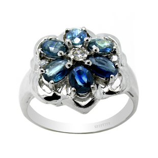 贵菲尔珠宝 925银天然蓝宝石戒指 L032 新款