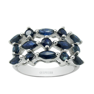 贵菲尔珠宝 925银天然蓝宝石戒指 新款