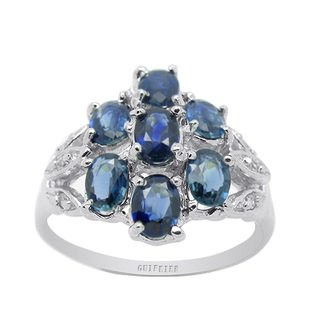 贵菲尔珠宝 925银天然蓝宝石戒指 豪华款