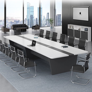 会议桌长桌简约现代会议室长方形大型长条桌洽谈桌椅组合办公 新款