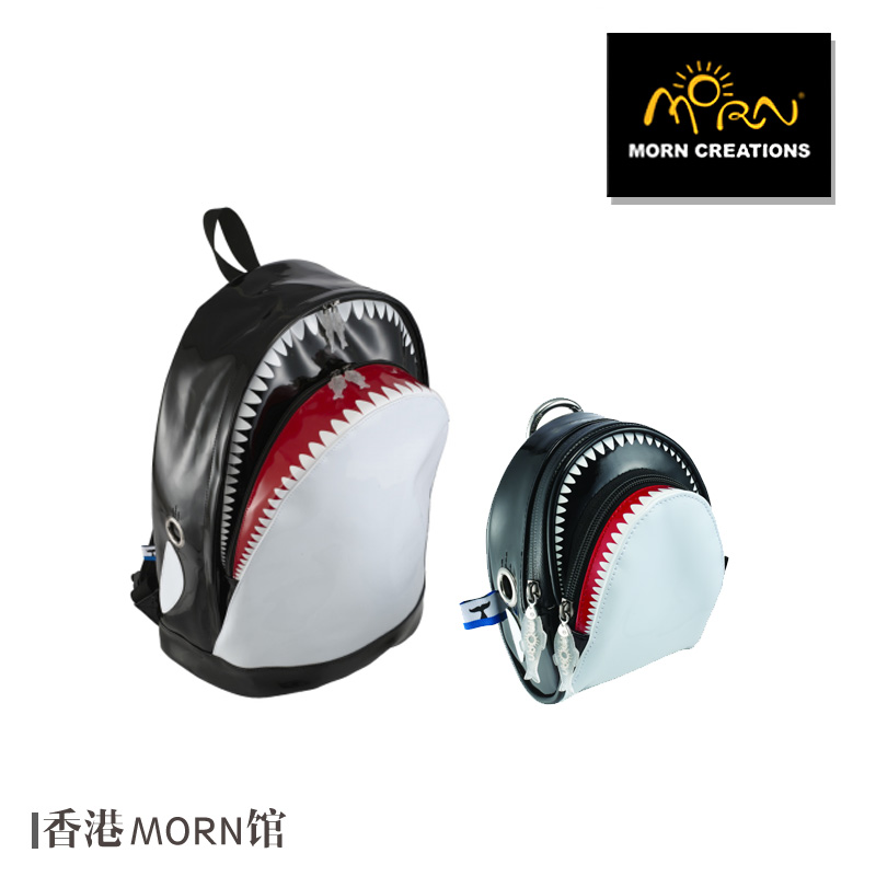 香港Morn杀人鲸动物双肩背包包PU皮全防水休闲书包 正品