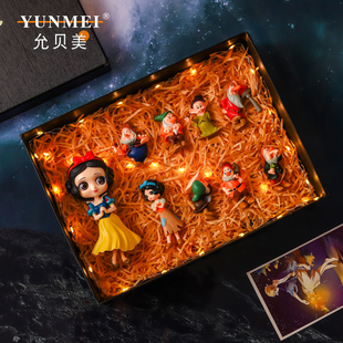 饰礼物 迪士尼白雪公主七个小矮人盲盒摆件模型手办女孩玩具蛋糕装