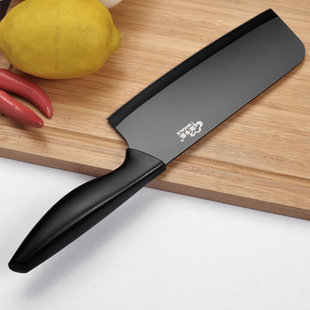 黑刃不锈钢切片菜刀厨师刀小菜刀家用切菜刀切肉片蔬水果厨房刀具