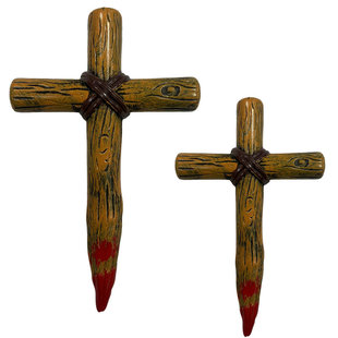朋克哥特千禧亚文化木十字架手持拍照道具配件配饰cos塑料十字架