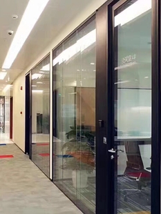 深圳办公室玻璃隔断墙铝合金钢化玻璃双层中空百叶高隔断磨砂隔墙