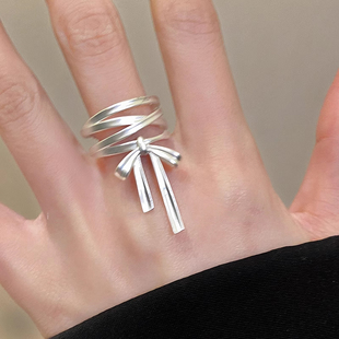 芭蕾少女蝴蝶结丝带戒指小众设计感独特气质食指戒开口可调节指环