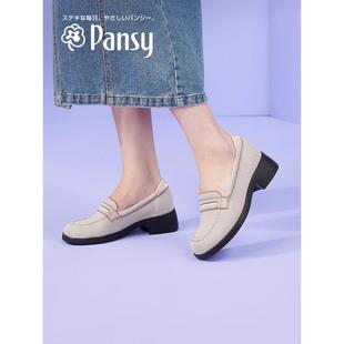 Pansy日本鞋 子女轻便舒适浅口通勤乐福鞋 一脚蹬平底妈妈鞋