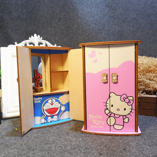 音乐盒创意衣柜KT猫八音盒卧室小摆件送女友儿童生日礼物礼品 拼装