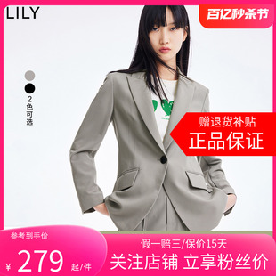 LILY2022夏新款 显瘦通勤小西装 气质开叉设计感刺绣修身 外套 女装