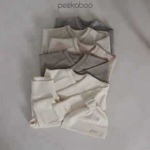 婴儿月子服和尚服 纯棉斜襟上衣高腰护肚大PP裤 韩国进口新生儿套装