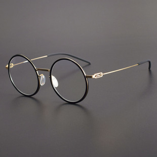 圆框超轻纯钛板材女近视眼镜框架L1012