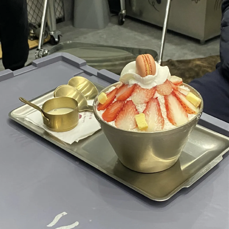 双层304不锈钢沙冰碗冰淇淋碗奶昔雪糕锥形碗刨冰容器沙拉碗 韩式