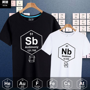 元 素周期表门捷列夫化学氢H铌NbU符号Li学霸学渣T恤短袖 男女半袖