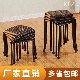 藤编凳子编织椅子塑料矮凳小板凳换鞋 凳家用儿童方凳创意成人餐椅