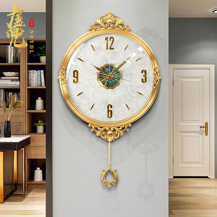 NOYDL轻奢纯铜挂钟客厅家用时尚 创意贝壳挂墙时钟欧式 饰钟表 装