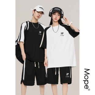 两件套情侣款 休闲衣服 Mope 男夏季 美式 宽松短袖 薄款 篮球运动套装