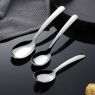 不锈钢勺子家用汤匙可爱调羹长柄勺饭勺搅拌勺小汤勺自主大号小号