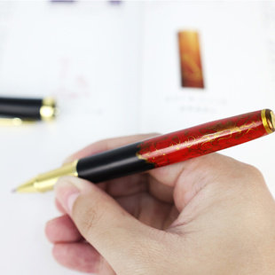 新款 扬州漆器厂犀皮漆工艺钢笔式 商务送礼学生 水笔笔芯可替换男士
