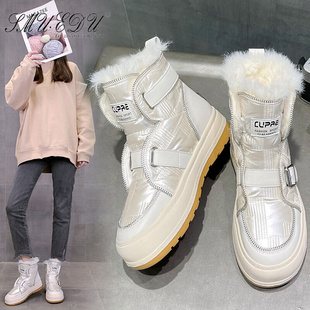 雪地靴女冬季 2021新款 加绒加厚学生保暖短靴网红拉链厚底棉鞋