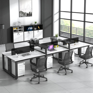 6人位简约现代办公室家具职员桌子员工位电脑桌 办公桌椅组合2