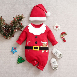 宝宝主题服饰圣诞老人造型爬服氛围感穿搭连体衣服 圣诞节婴儿服装