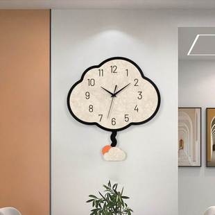 挂表时钟 饰个性 奶油风客厅免打孔挂钟云朵创意背景墙店铺工作室装