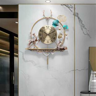 新中式 时尚 大气挂钟 创意潮流挂表客厅家用创意时钟餐厅酒店个性
