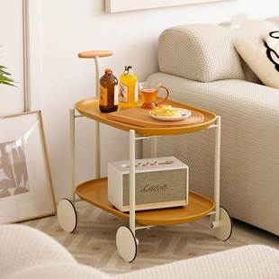 北欧风沙发边几创意小推车简约现代移动带轮边几房间床头置物架桌