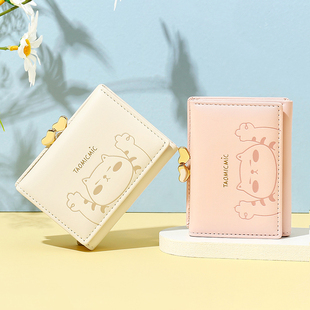 韩版 可爱女式 ins潮小众设计青年钱包 钱包折叠多卡位猫咪学生钱夹