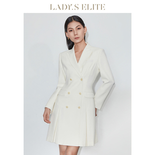 LadySElite 裙女2024新款 羊毛混纺西装 商务工作职业连衣裙 TBW