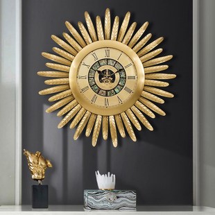 大气欧式 纯别墅黄铜钟表客厅家用美式 创意时钟挂钟羽毛挂表 时尚