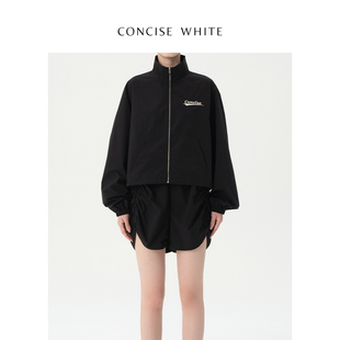 白鹿同款 拉链立领夹克外套23春夏新款 WHITE简白 设计师女 CONCISE