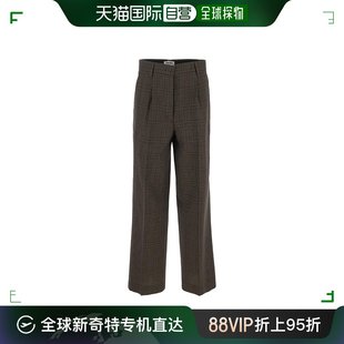 MP167713JL 香港直邮Miu Miu 格纹休闲裤 99新未使用