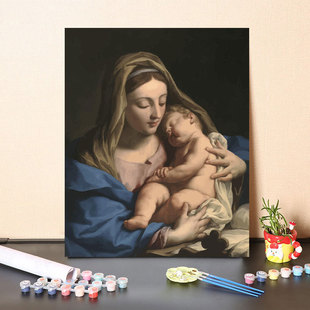 饰画 装 数字油画diy填充西班牙普拉多美术馆典藏名画可爱婴儿欧式