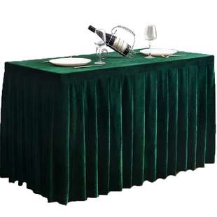 会议桌布长方形长条室桌商务展会桌套罩简约金丝定制绒布布艺桌裙