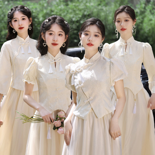 中式 伴娘服女2024新款 姐妹团礼服小个子高级感平时可穿伴娘裙 夏季